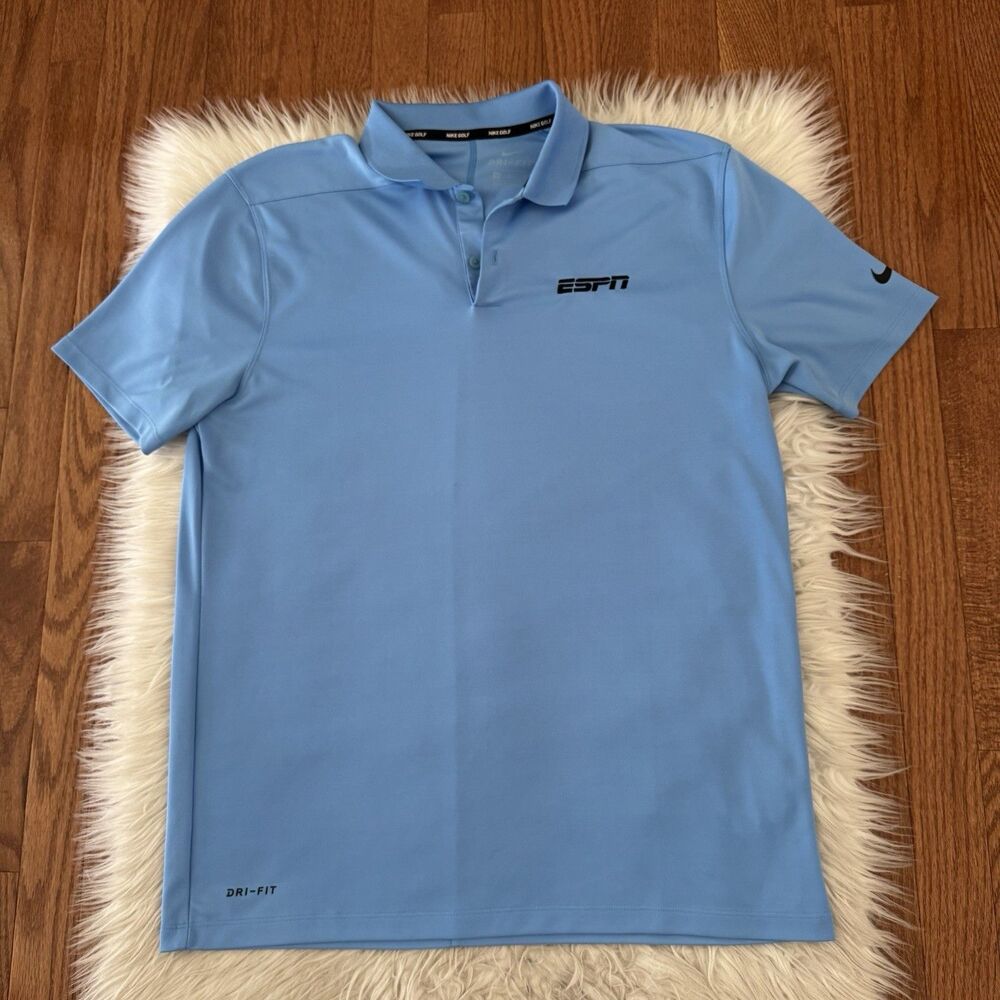 Nike Golf X ESPN Performance Polo Shirt Men’s Medium Dri Fit Blue Short Sleeve